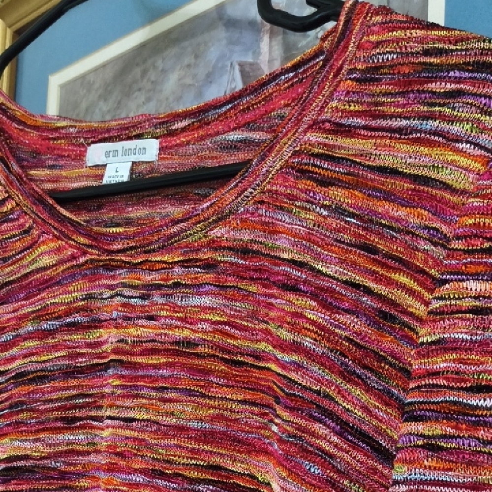 Colorful 2Piece Metallic Cardigan And Long Sleeve Top Career Coastal Grandma - Picture 11 of 12